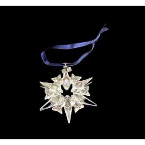 Swarovski Crystal Star Icicle Ornaments 2007 With Blue Ribbon Hangers MARKED